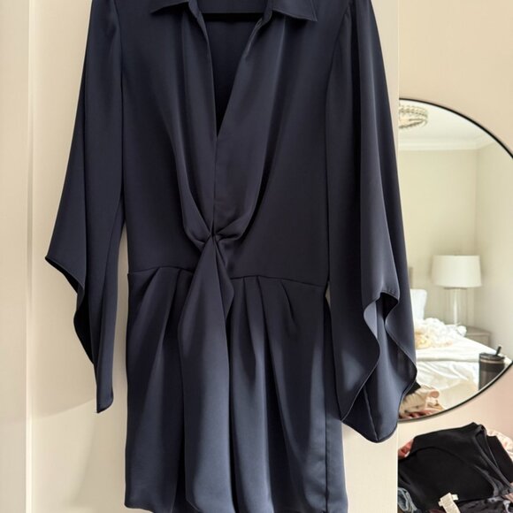 NWT RAMY BROOK Penny Bell Sleeve Mini Dress In Navy